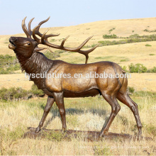 Life size good design metal animal sculpture casting bronze elk statue for park decoration